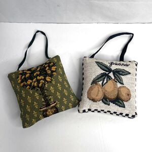 Pear Door Knob Hanging Pillows Set of 2 Pear Bunch Pear Tree Needlepoint